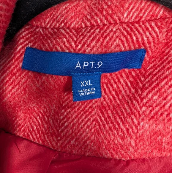 ❤️ APT. 9 Red Herringbone Wool-Blend Coat — Size XXL - Picture 2 of 7